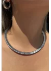 Gümüş Renk Metal Choker Kolye