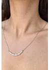 Gümüş Renk Taş Detaylı Çelik Kolye