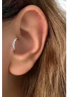 Gümüş Renk Taş Detaylı Cerrahi Çelik Tragus/kıkırdak Küpe/piercing (tek)