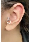 Gümüş Renk Taş Detaylı Cerrahi Çelik Tragus/kıkırdak Küpe/piercing (tek)