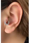 Gümüş Renk Taş Detaylı Halka Cerrahi Çelik Tragus/kıkırdak Küpe/piercing (tek)