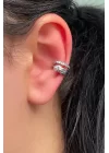 Gümüş Renk Taşlı Çelik Ear Cuff (Tek)