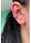 Gümüş Renk Taşlı Çelik Ear Cuff (Tek)