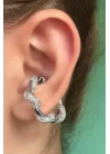 Gümüş Renk Taşlı Ear Cuff (Tek)