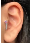 Gümüş Renk Yıldız Figürlü Çelik Tragus/Kıkırdak Küpe/Piercing (Tek)