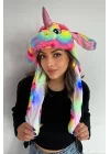 Karışık Renk Unicorn Figürlü Işıklı Kulakları Oynayan Peluş Şapka