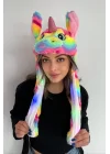 Karışık Renk Unicorn Figürlü Işıklı Kulakları Oynayan Peluş Şapka