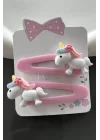 Pembe Renk 2li Unicorn Detaylı Yan Toka