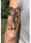 Silah Ve Gül Geçici Dövme Tattoo