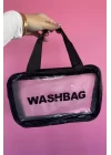 Siyah Renk Wash Bag Su Geçirmez Şeffaf Kozmetik Çantası