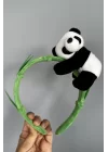 Yeşil Renk Panda Figürlü Peluş Taç