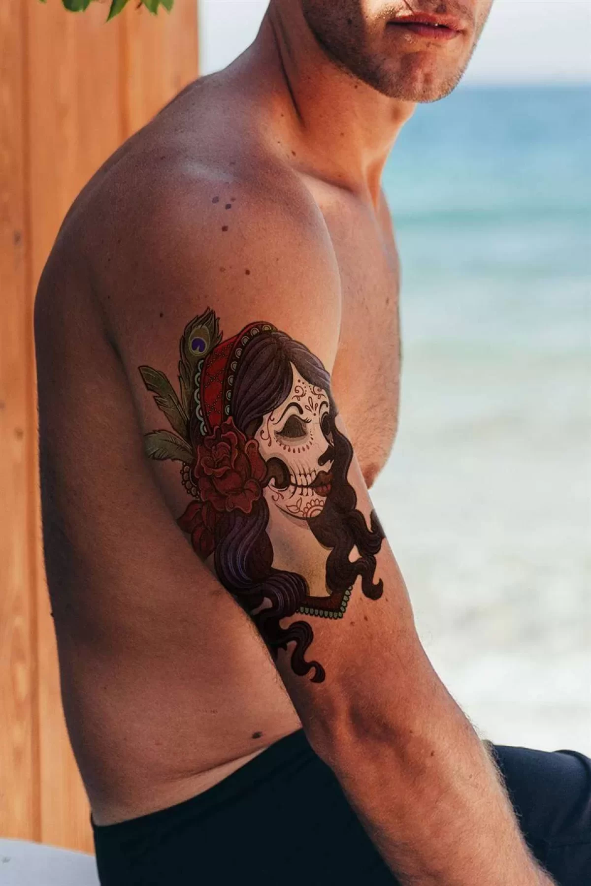 Geçici Kadın Ve Gül Modelli Dövme Tattoo