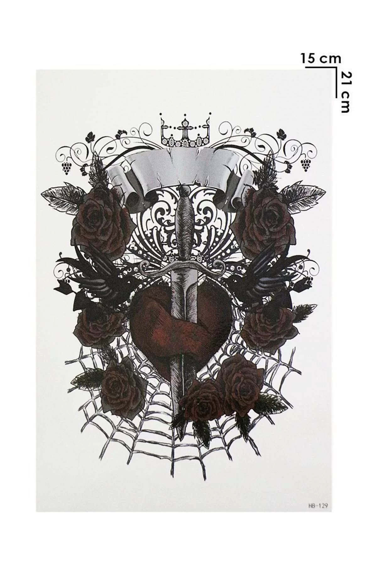 Geçici Gül Ve Kılıç Dövme Tattoo