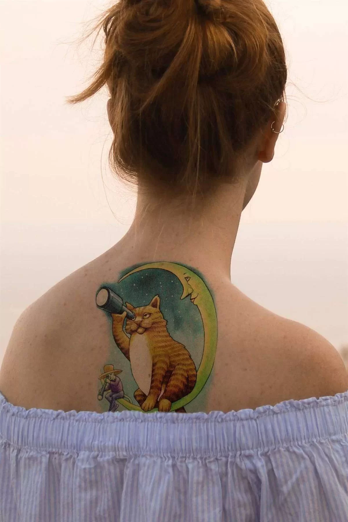 Geçici Ay Ve Kedi Dövme Tattoo