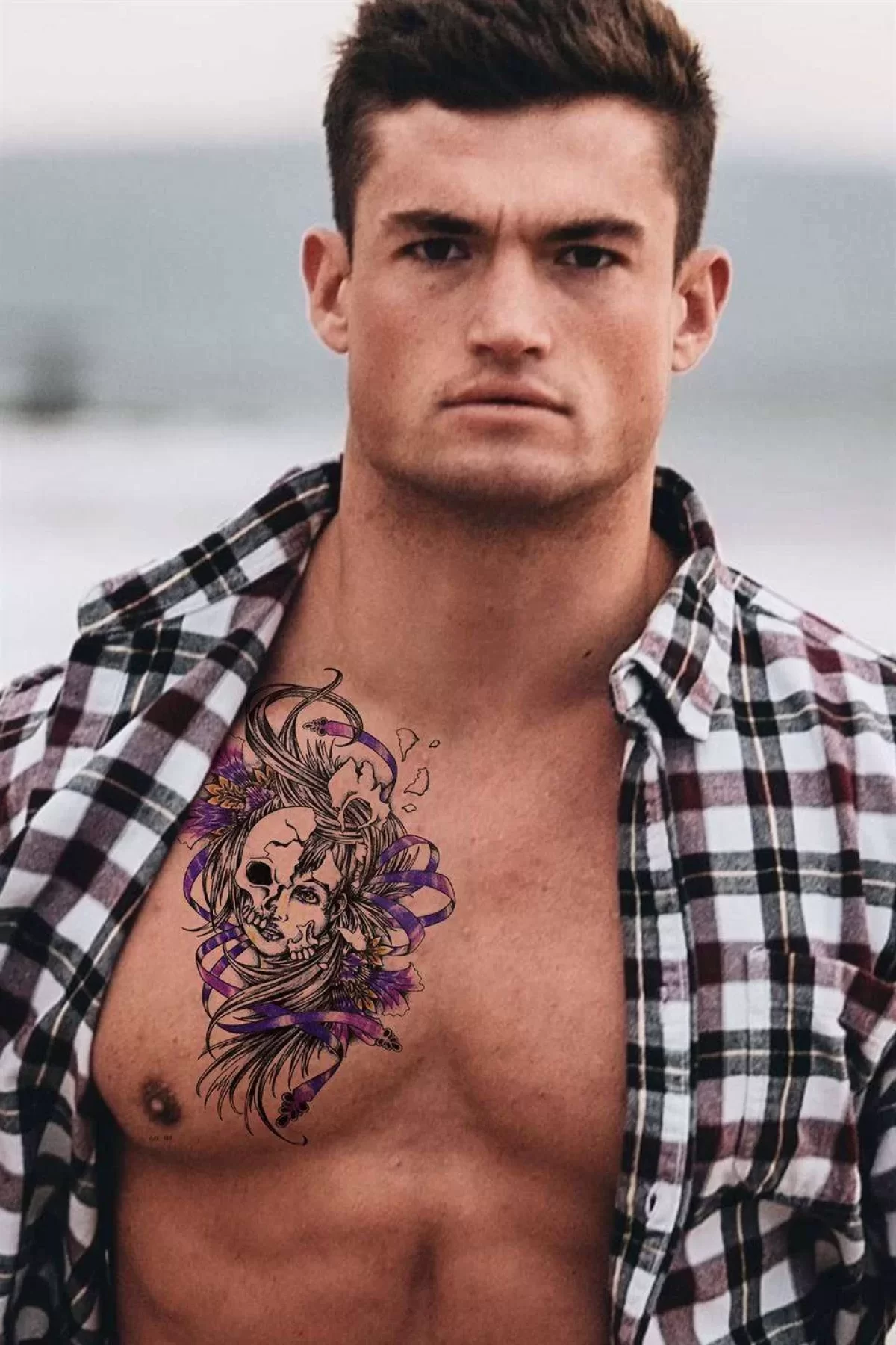 Geçici Kadın Kurukafa Dövme Tattoo