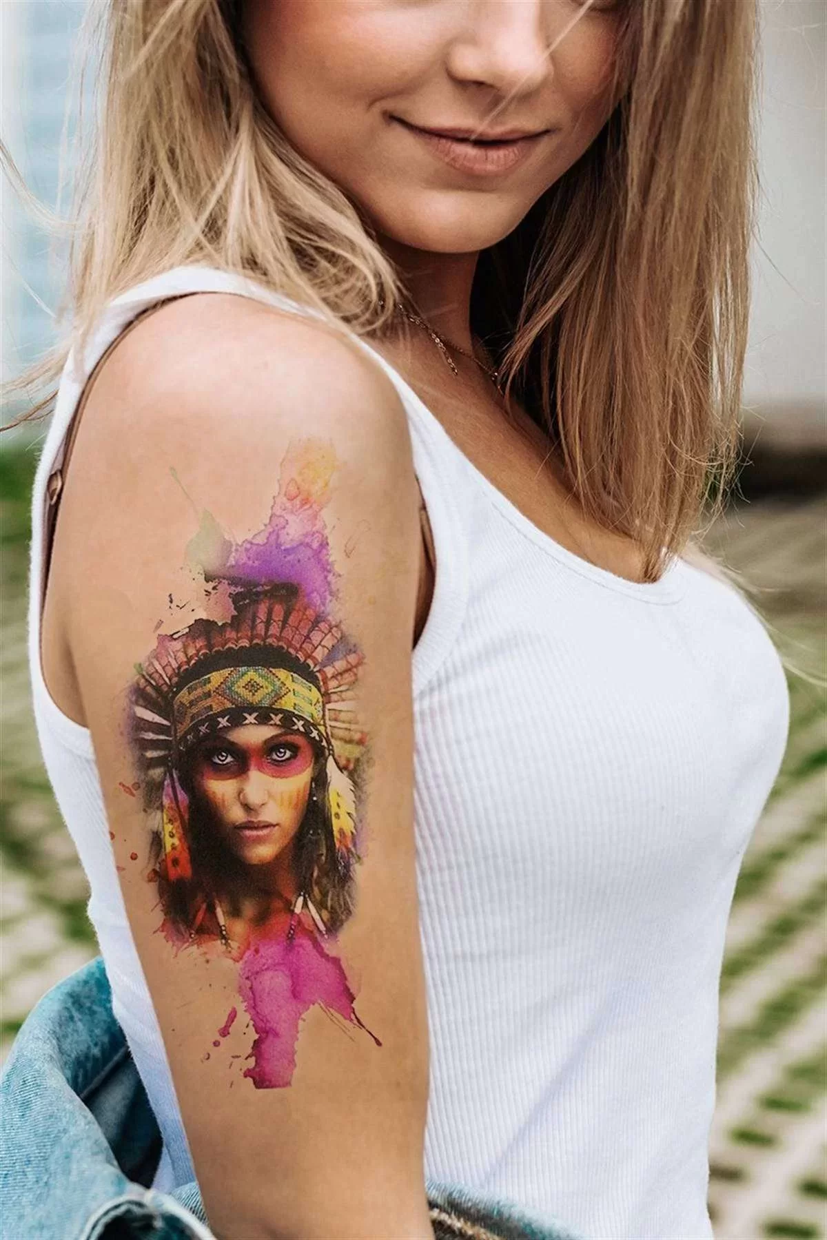 Geçici Kadın Kızılderili Modelli Dövme Tattoo