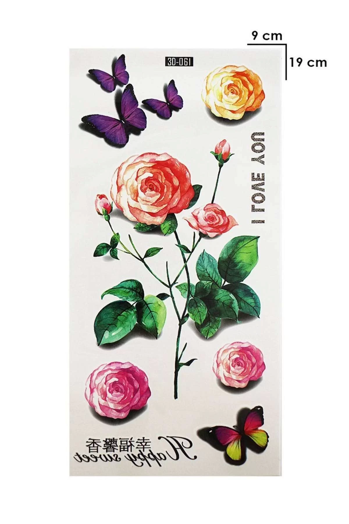Geçici Gül Ve Kelebek Dövme Tattoo