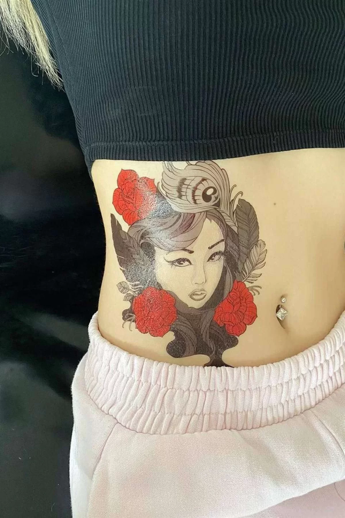 Geçici Kadın Ve Gül Modelli Dövme Tattoo