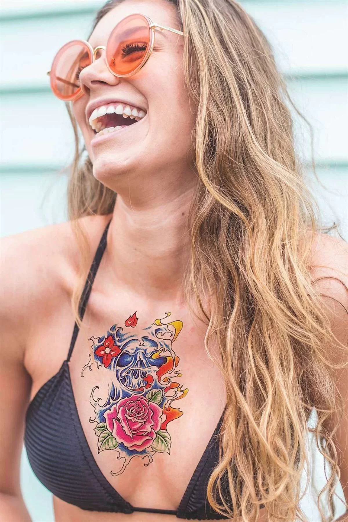 Geçici Kurukafa Ve Gül Dövme Tattoo