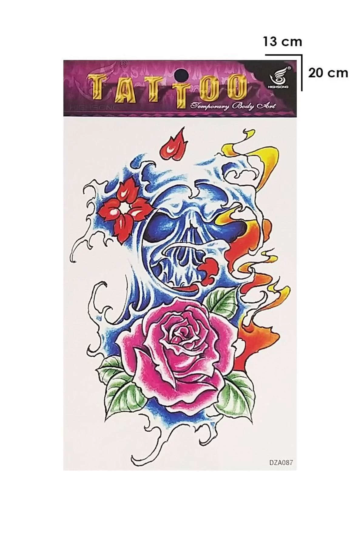 Geçici Kurukafa Ve Gül Dövme Tattoo