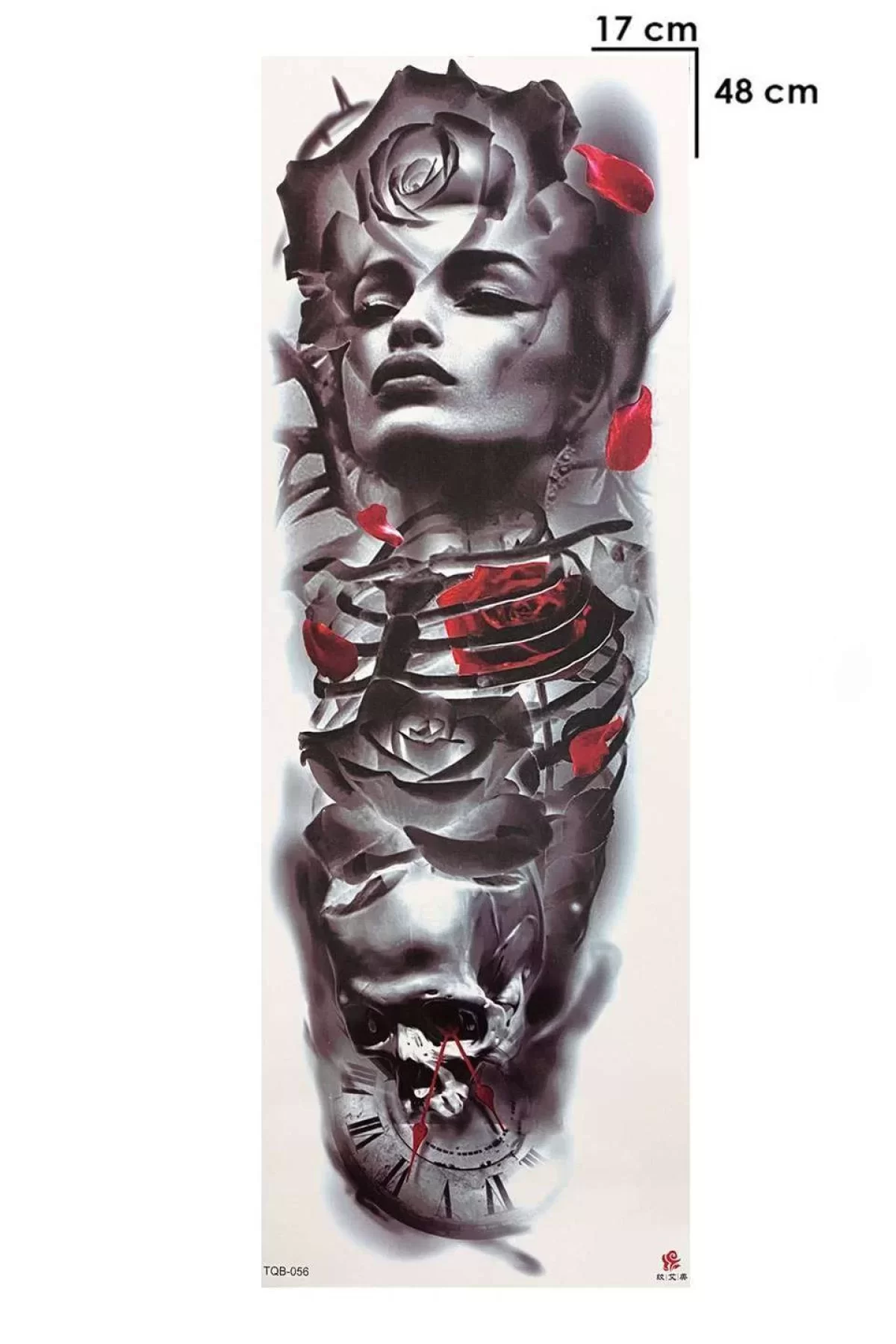 Geçici Kadın Ve Kurukafa Modelli Kol Dövme Tattoo