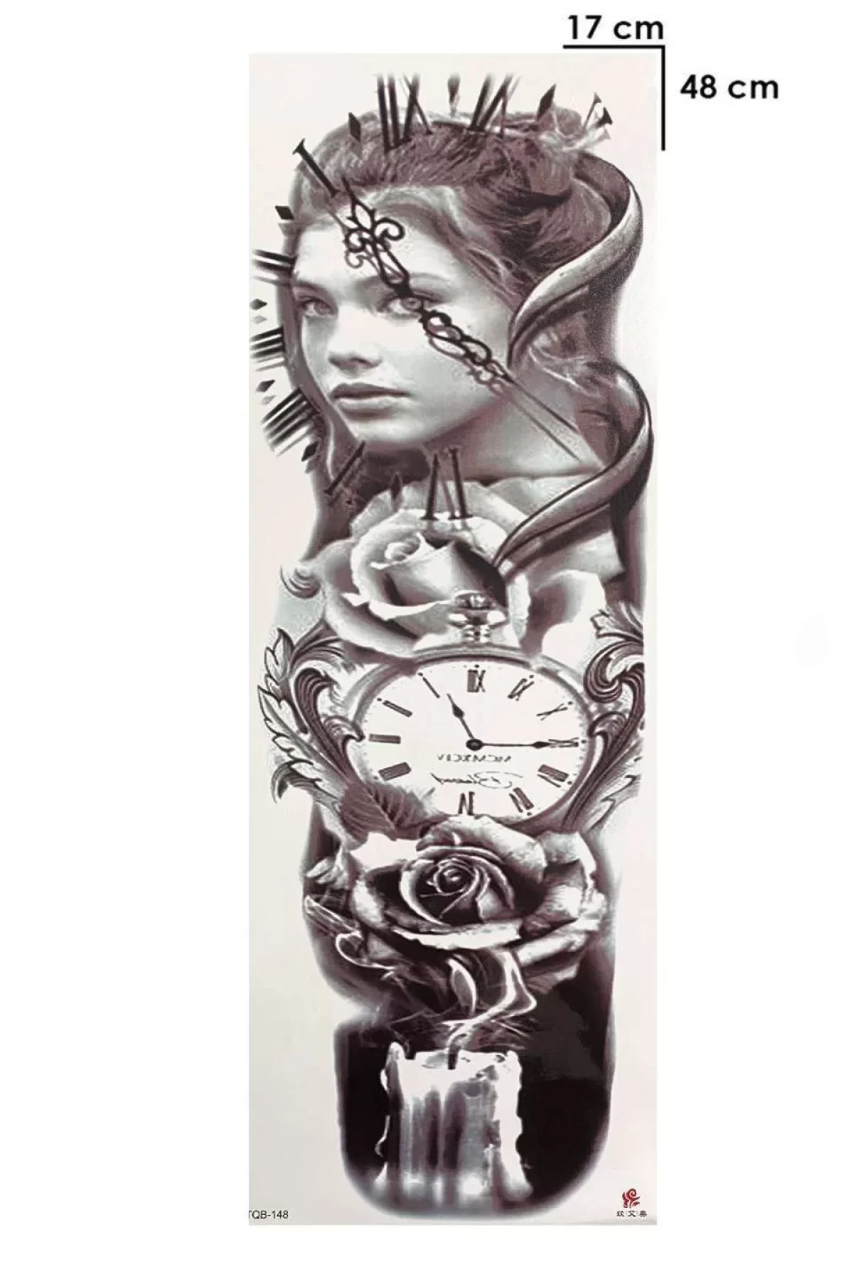 Geçici Kadın Ve Saat Modelli Kol Dövme Tattoo