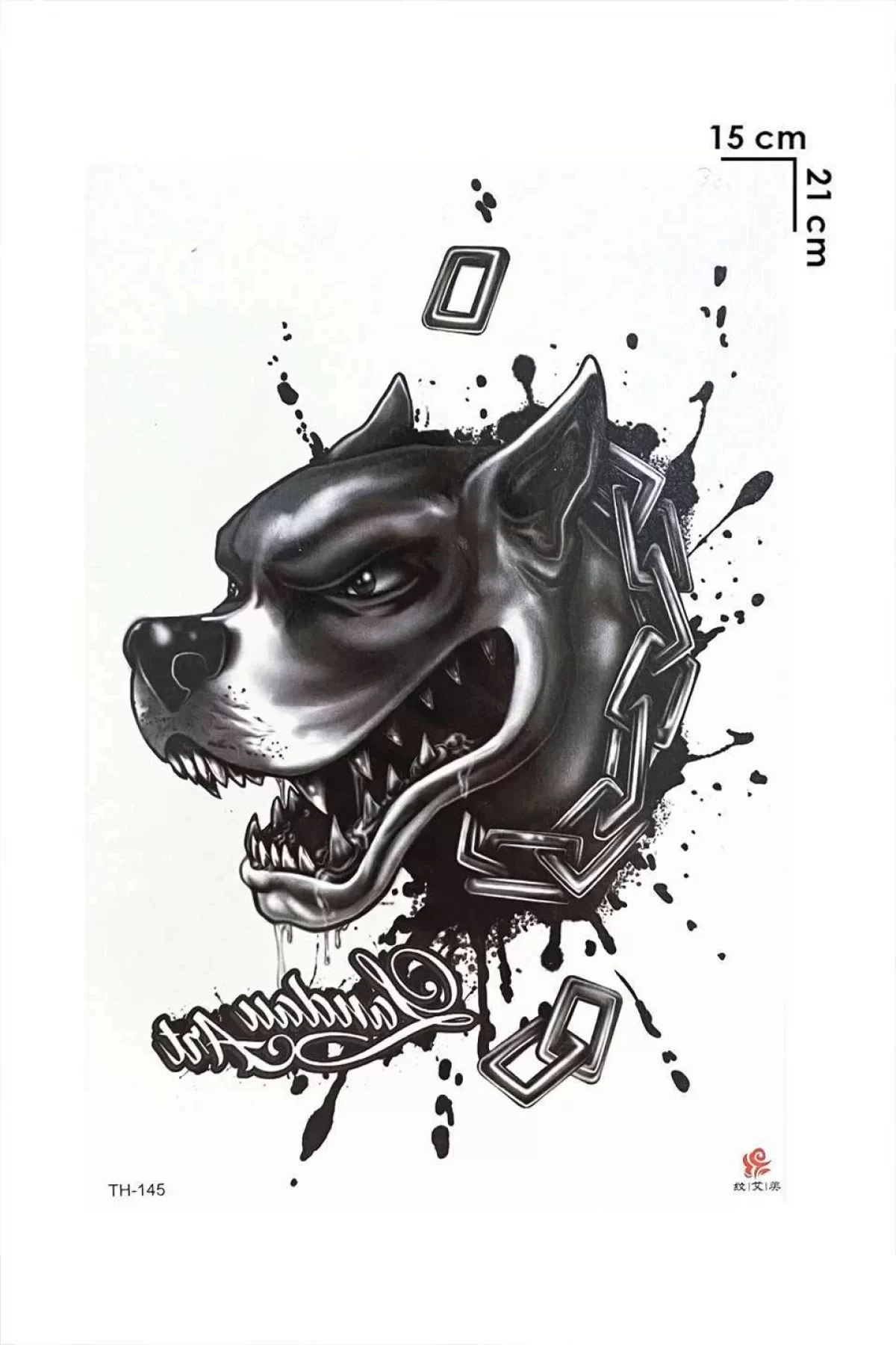 Gerçekçi Geçici Vahşi Köpek Dövme Tattoo