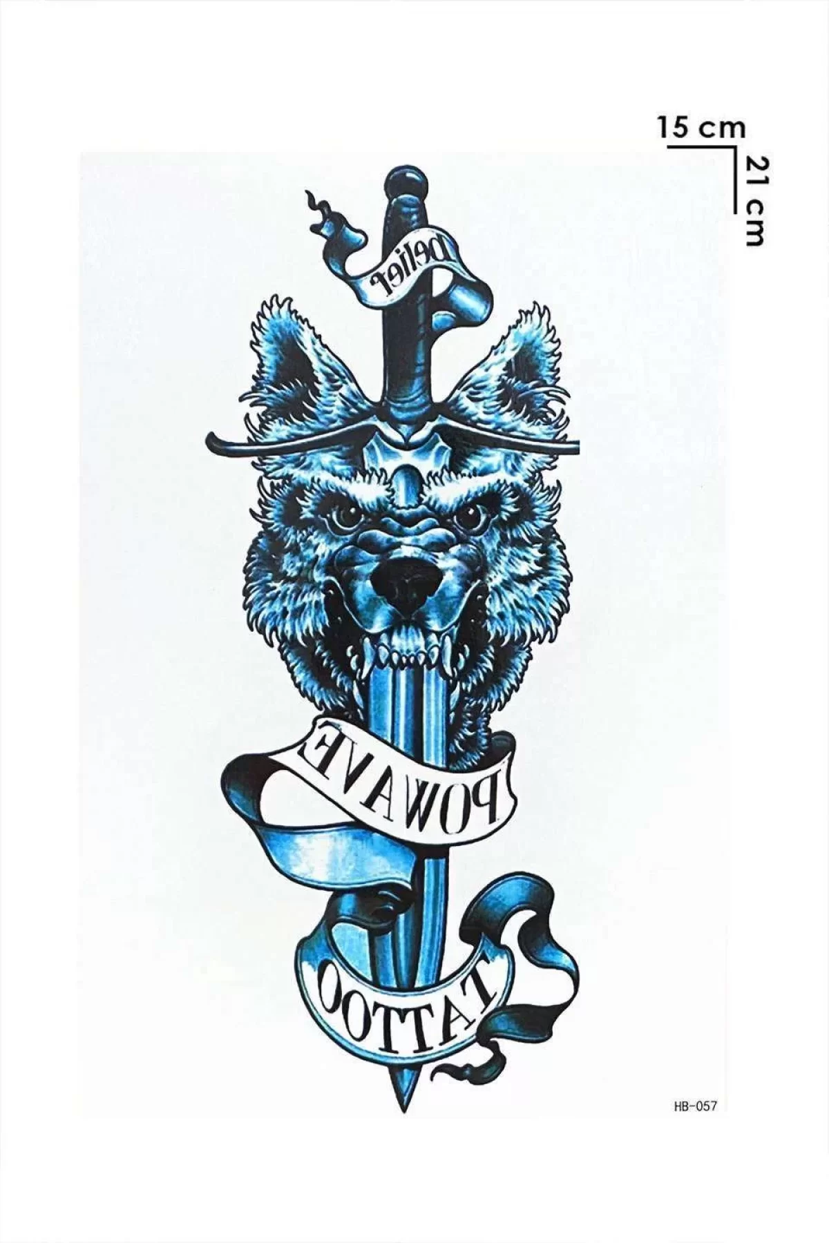 Gerçekçi Geçici Kılıç Ve Kurt Kafası Dövme Tattoo