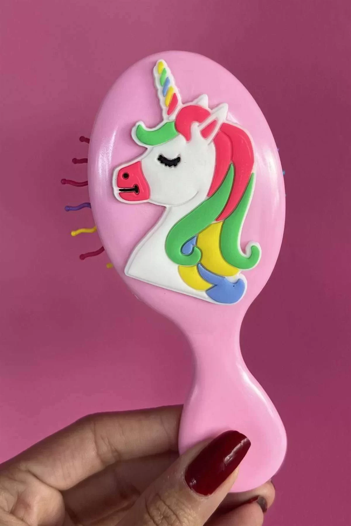 Açık Pembe Renk Unicorn Figürlü Tarak