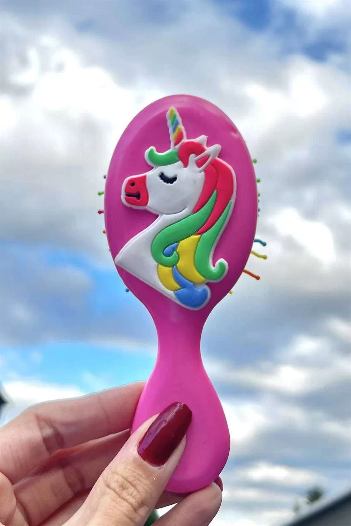 Koyu Pembe Renk Unicorn Figürlü Tarak