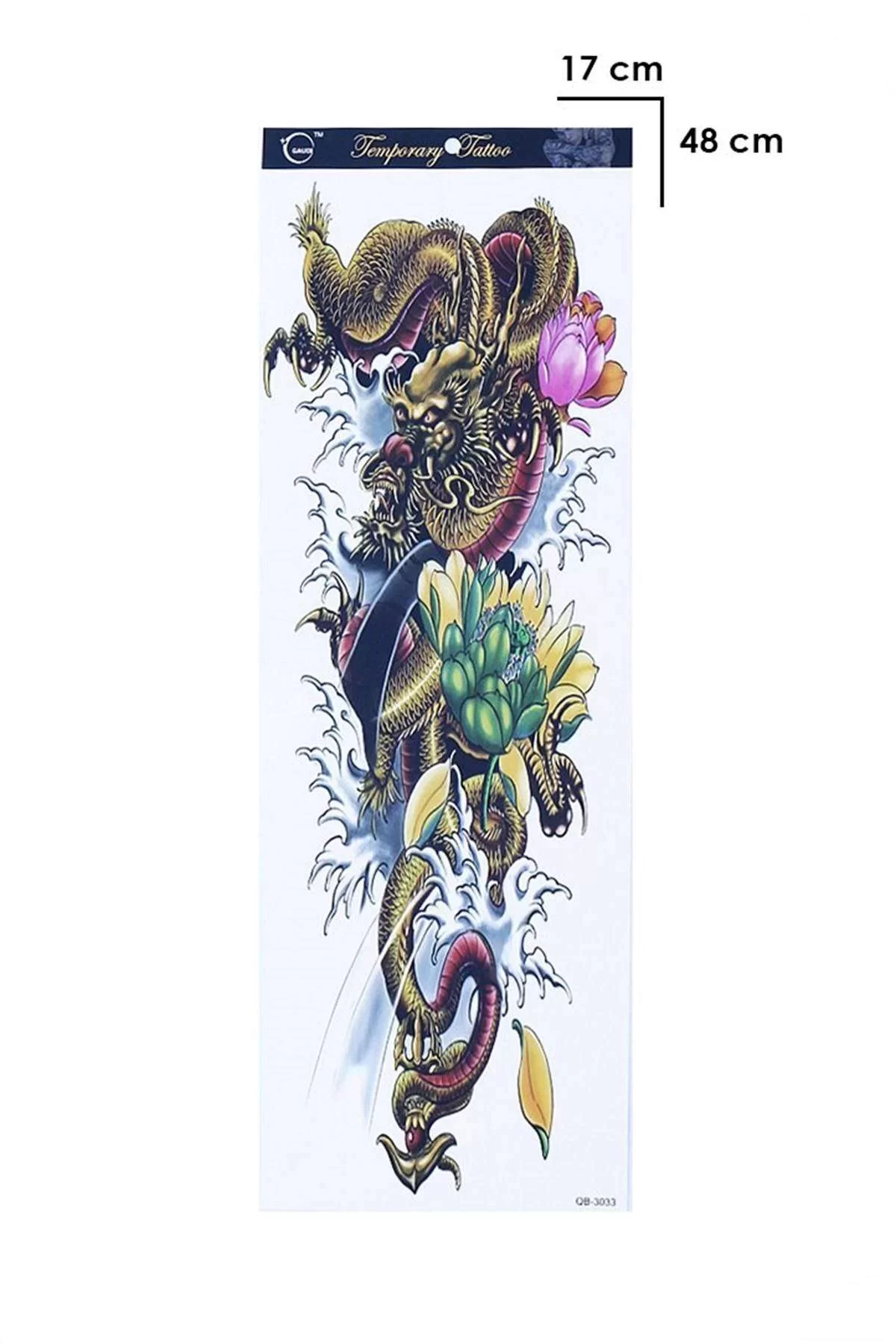 Geçici Ejderha Ve Çiçek Kol Dövme Tattoo