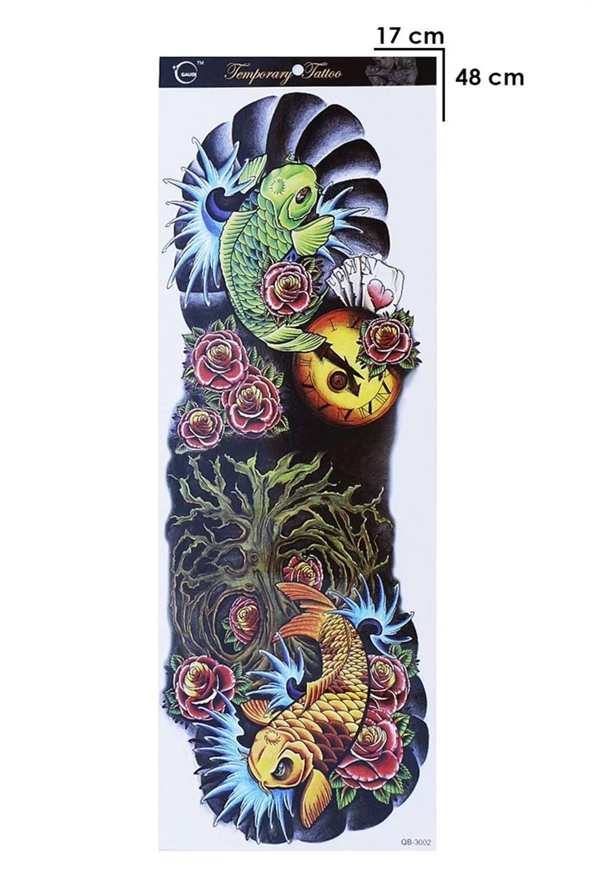 Geçici Balık Ve Çiçek Kol Dövme Tattoo