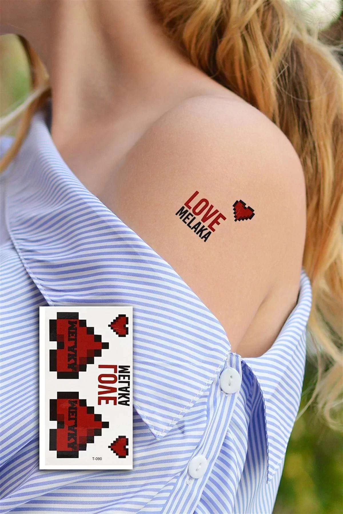Geçici Kalplı Ve Love Yazan Mini Dövme Tattoo