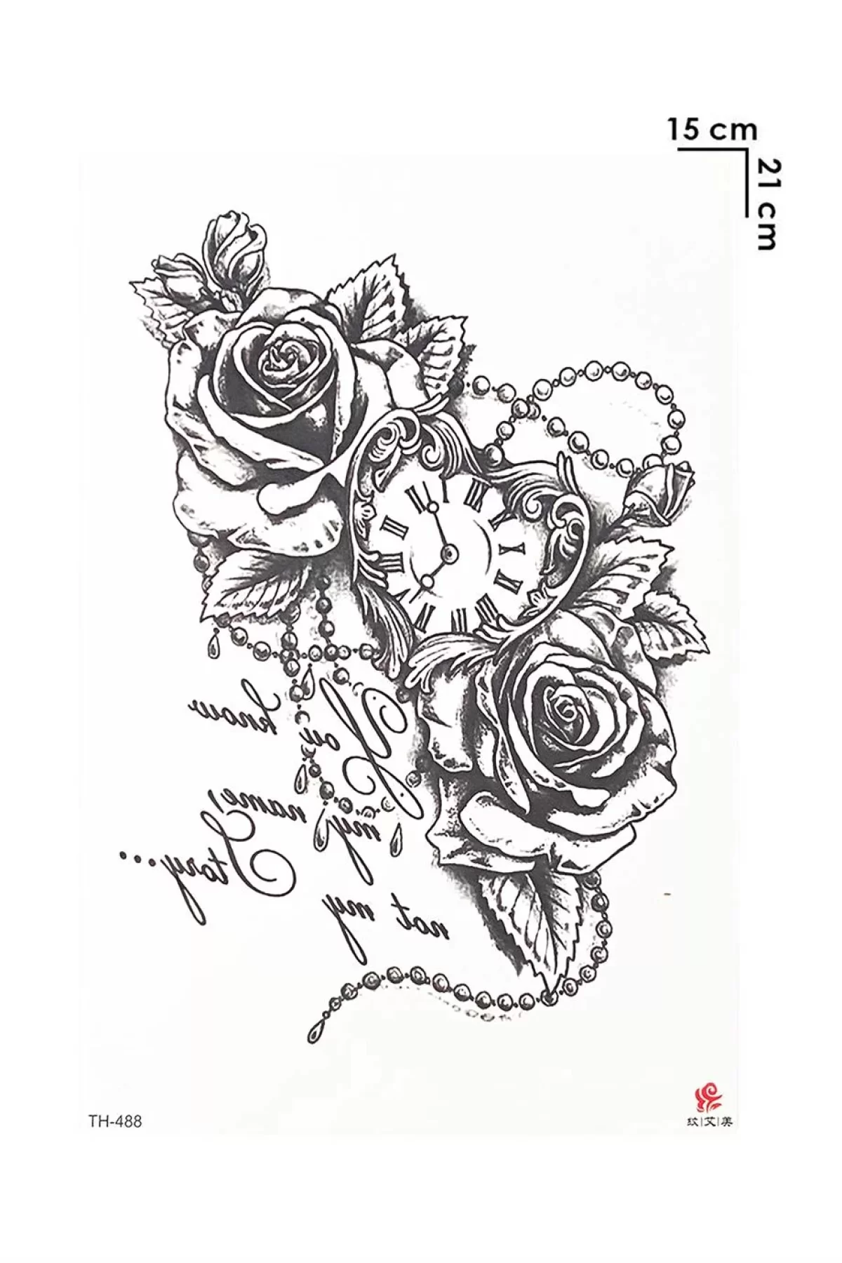 Saat Ve Gül Geçici Dövme Tattoo