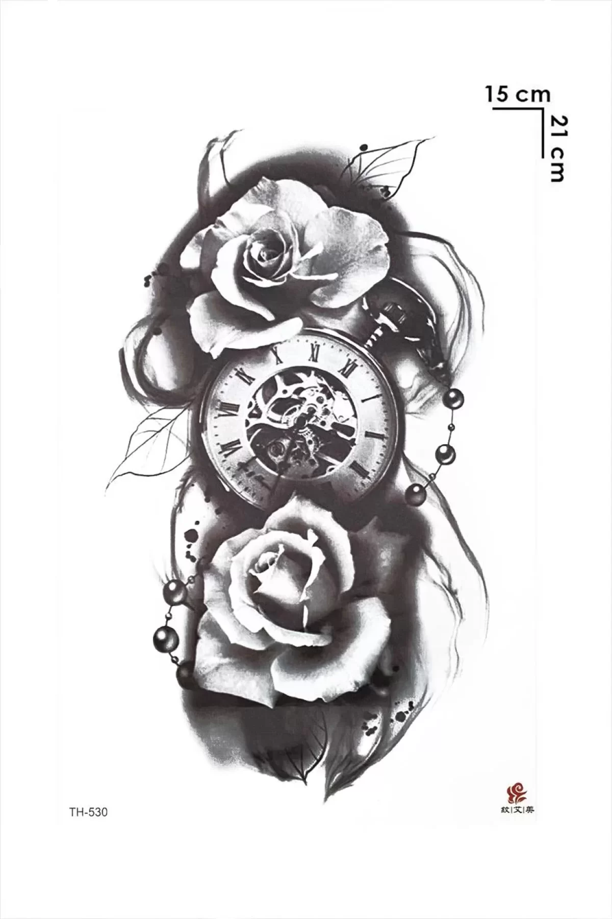 Saat Ve Gül Geçici Dövme Tattoo