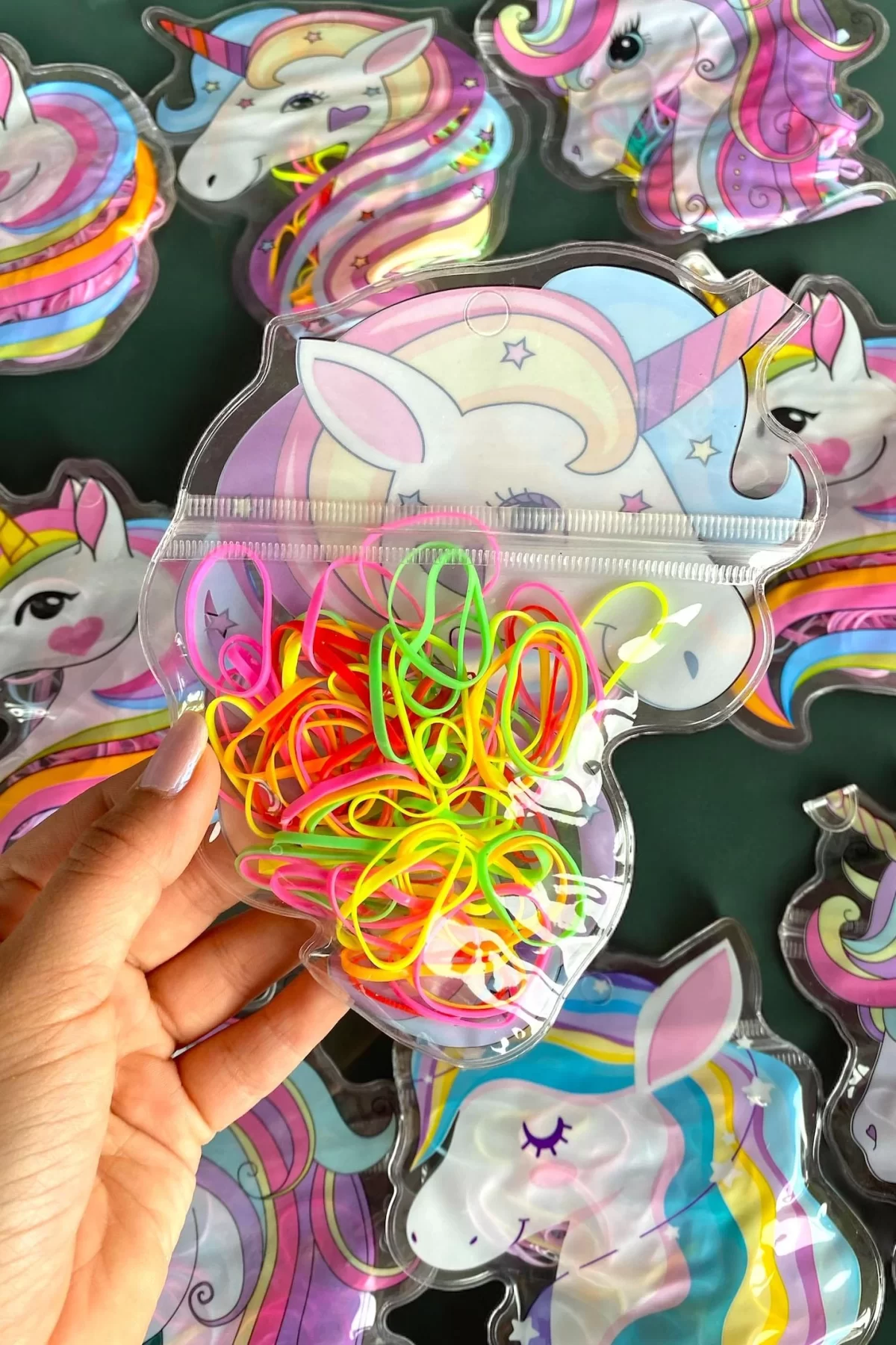 12li Karışık Renk Unicorn Figürlü Lastik Toka Set