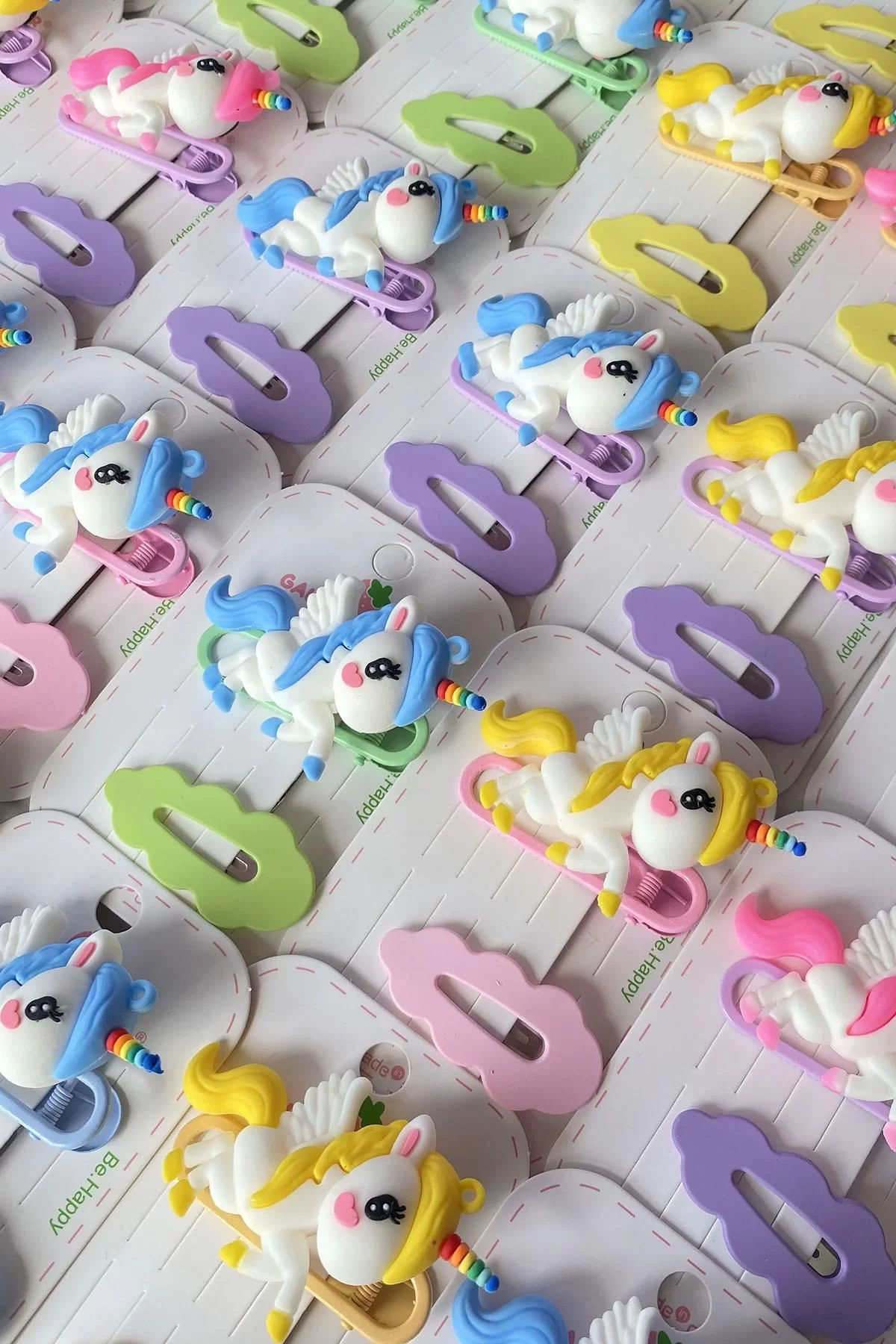 30lu Karışık Renk Unicorn Figürlü Yan Toka Set