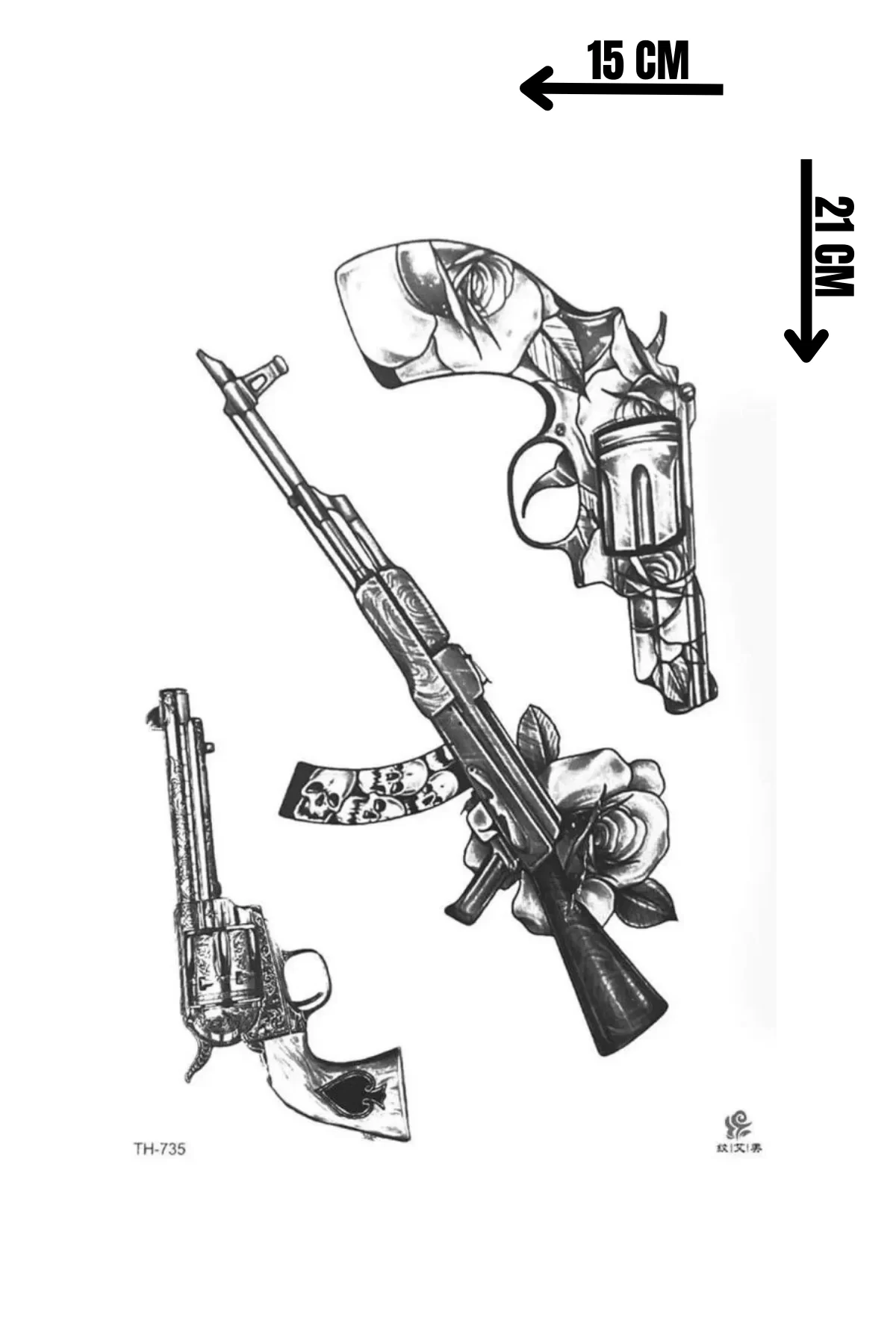 Ak47 Silah Keleş Geçici Dövme Tattoo
