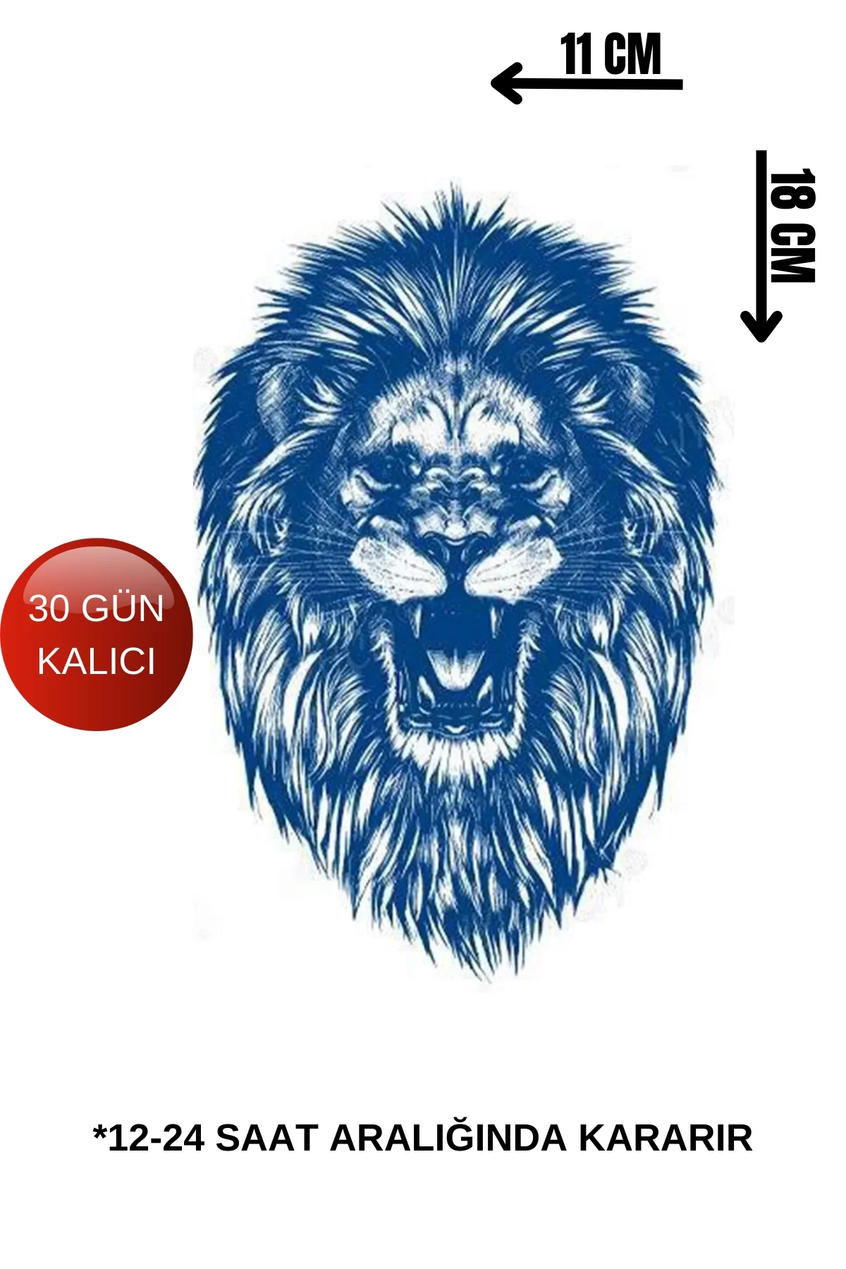 Aslan Figürlü 12 Saat Sonra Kararan Geçici Dövme Tattoo