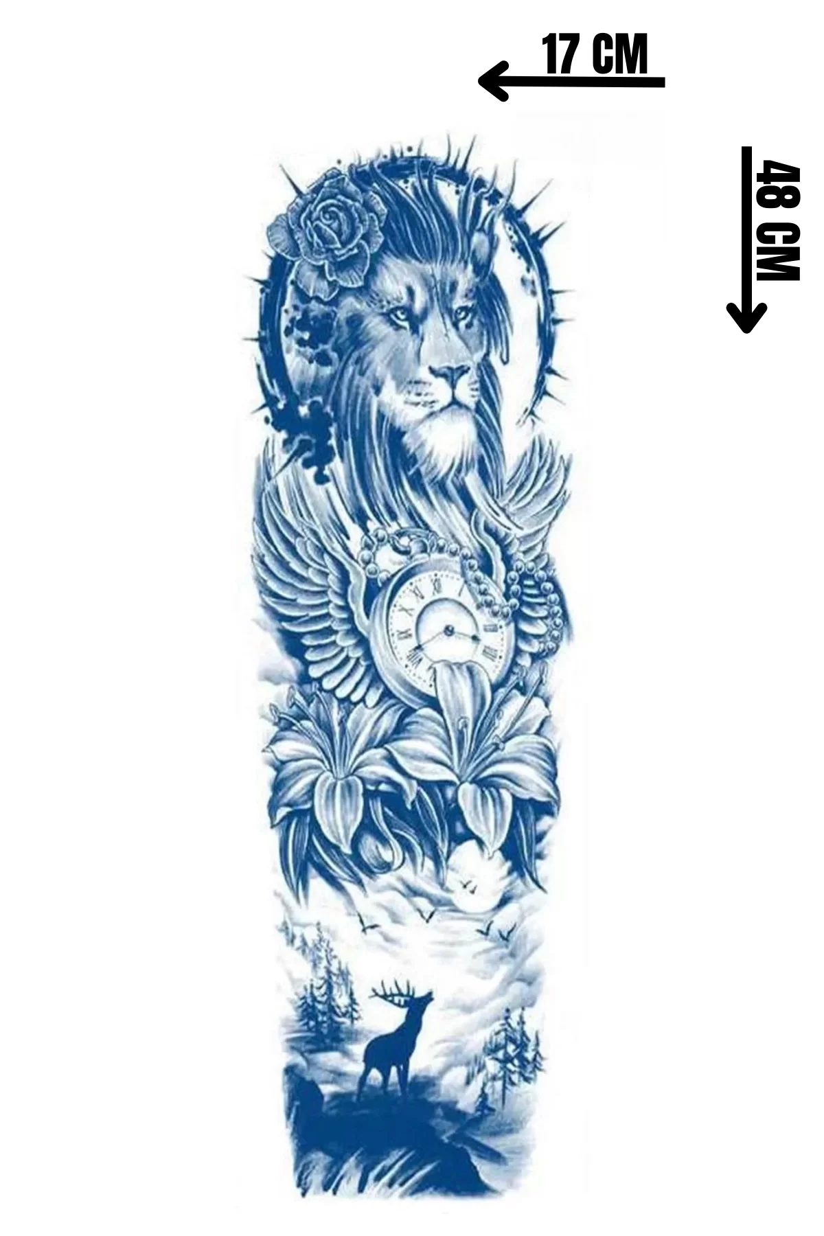 Aslan Figürlü 12 Saat Sonra Kararan Geçici Kol Dövme Tattoo