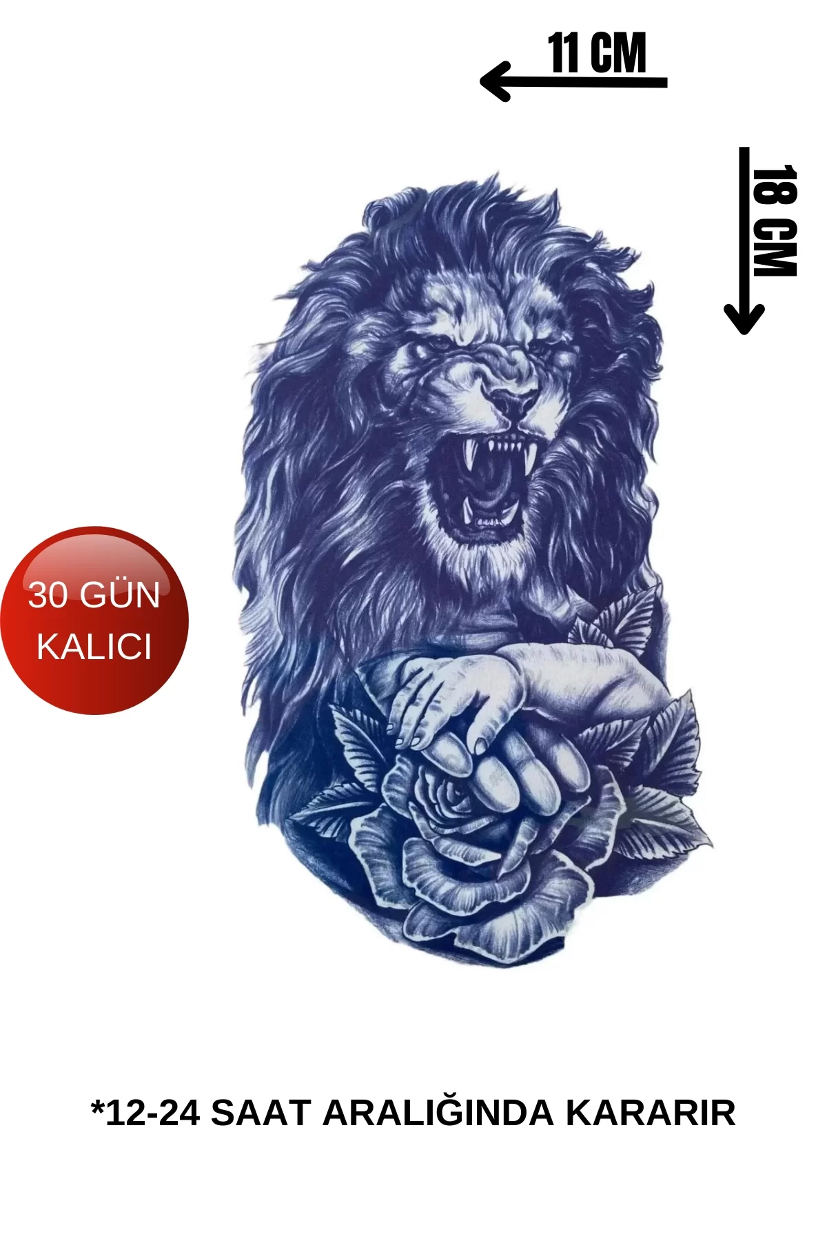 Aslan Figürlü Geçici 12 Saat Sonra Kararan Dövme Tattoo