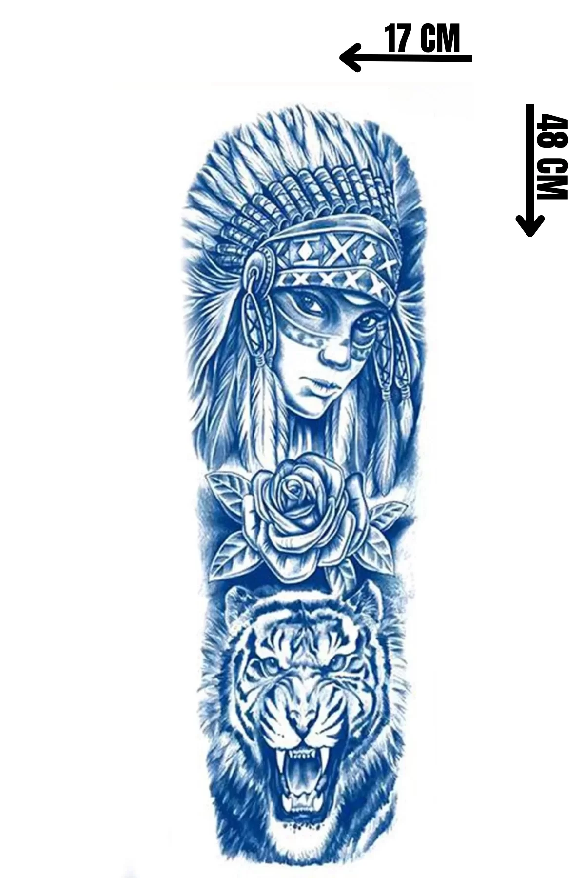 Aslan Ve Kız Figürlü 12 Saat Sonra Kararan Geçici Kol Dövme Tattoo