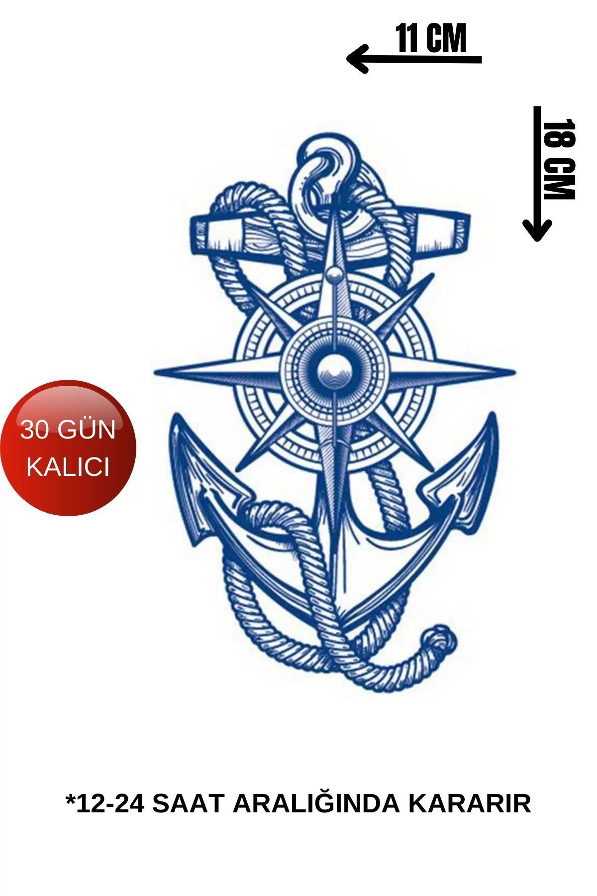 Çapa Figürlü 12 Saat Sonra Kararan Geçici Dövme Tattoo