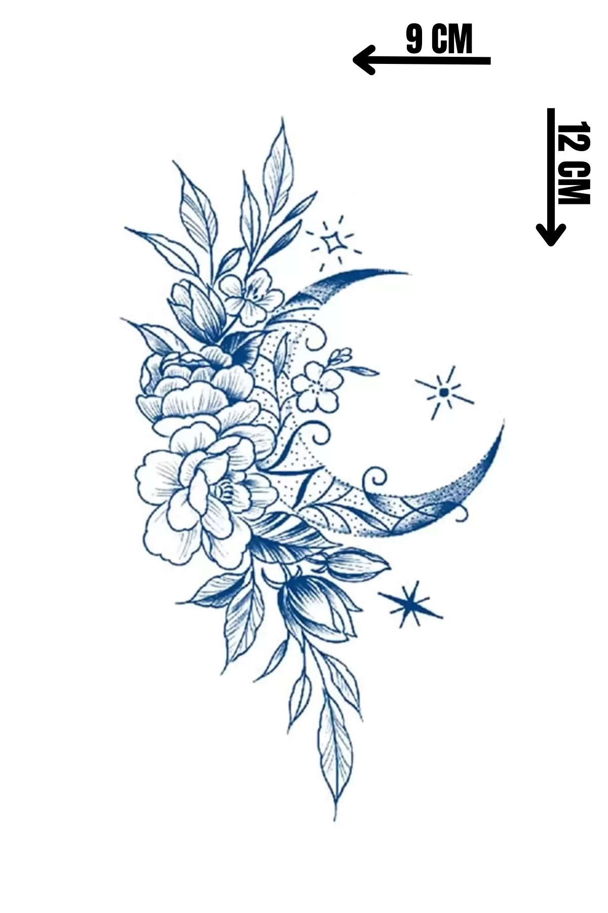 Çiçek Ve Ay Figürlü 12 Saat Sonra Kararan Geçici Dövme Tattoo