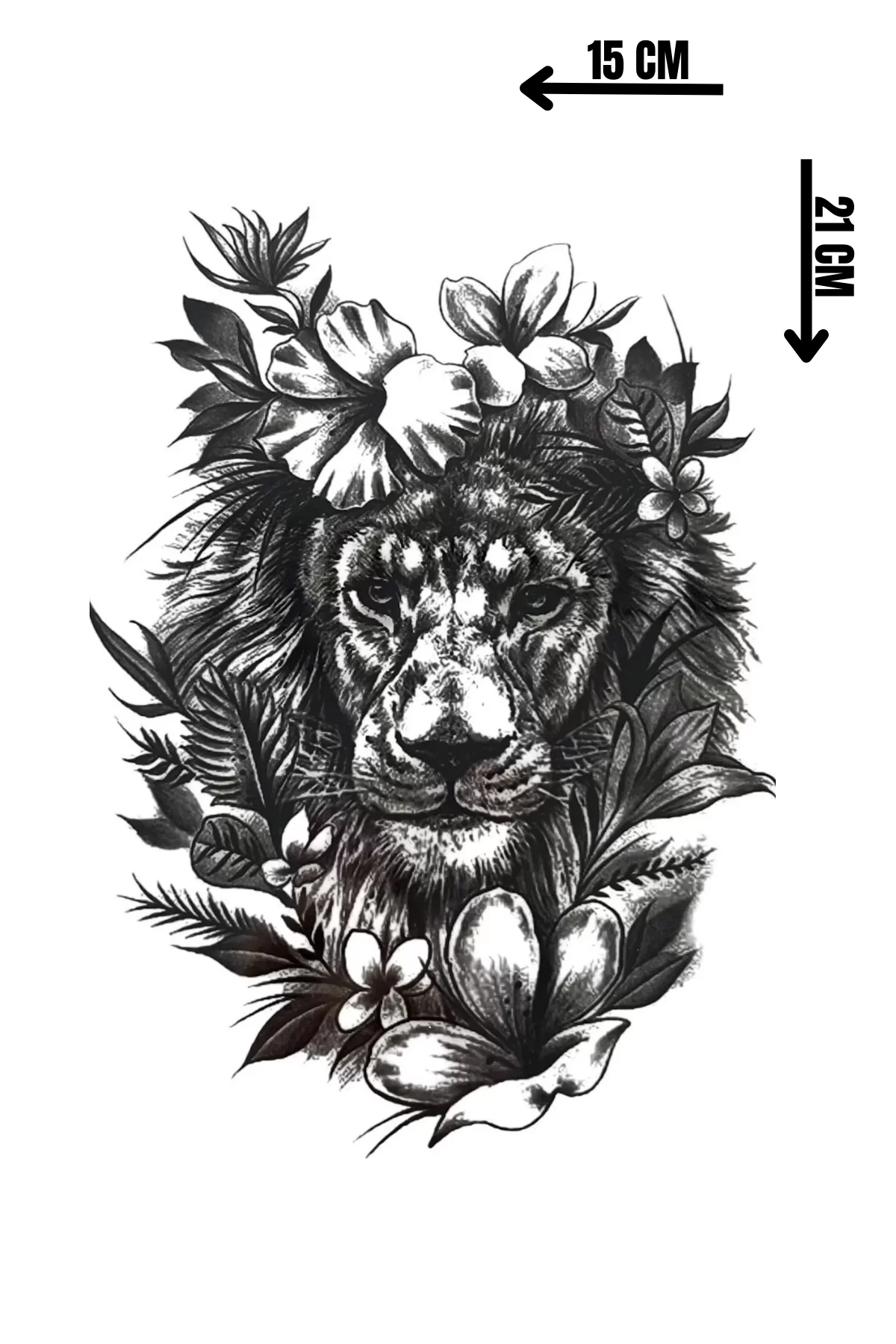 Geçici Aslan Ve Çiçek Figürlü Dövme Tattoo