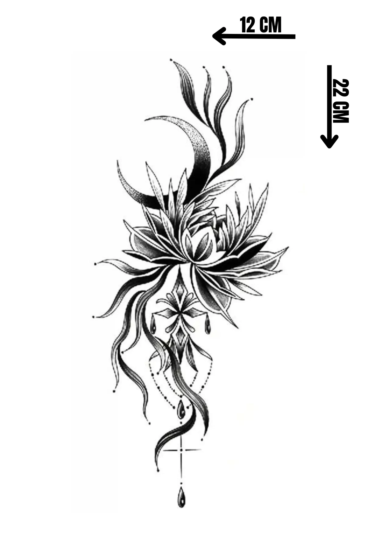 Geçici Ay Ve Çiçek Figürlü Dövme Tattoo