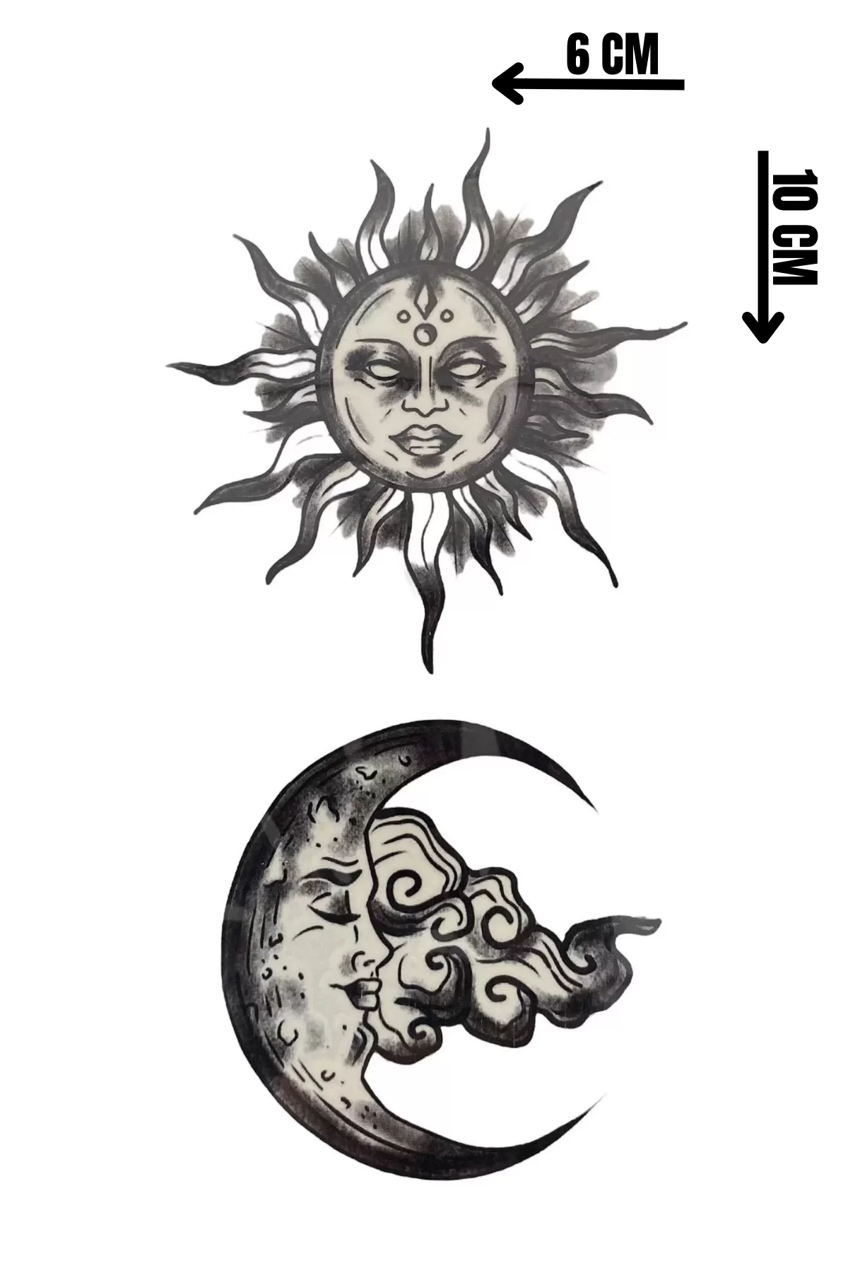 Geçici Ay Ve Güneş Figürlü Dövme Tatto