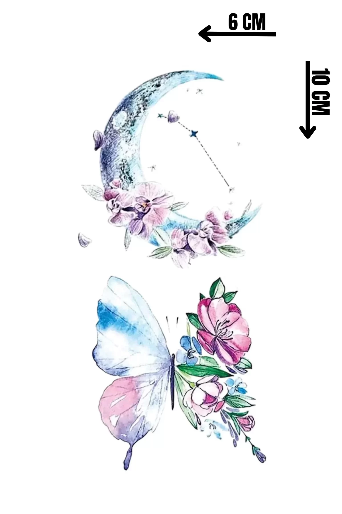 Geçici Ay Ve Kelebek Figürlü Mini Dövme Tattoo