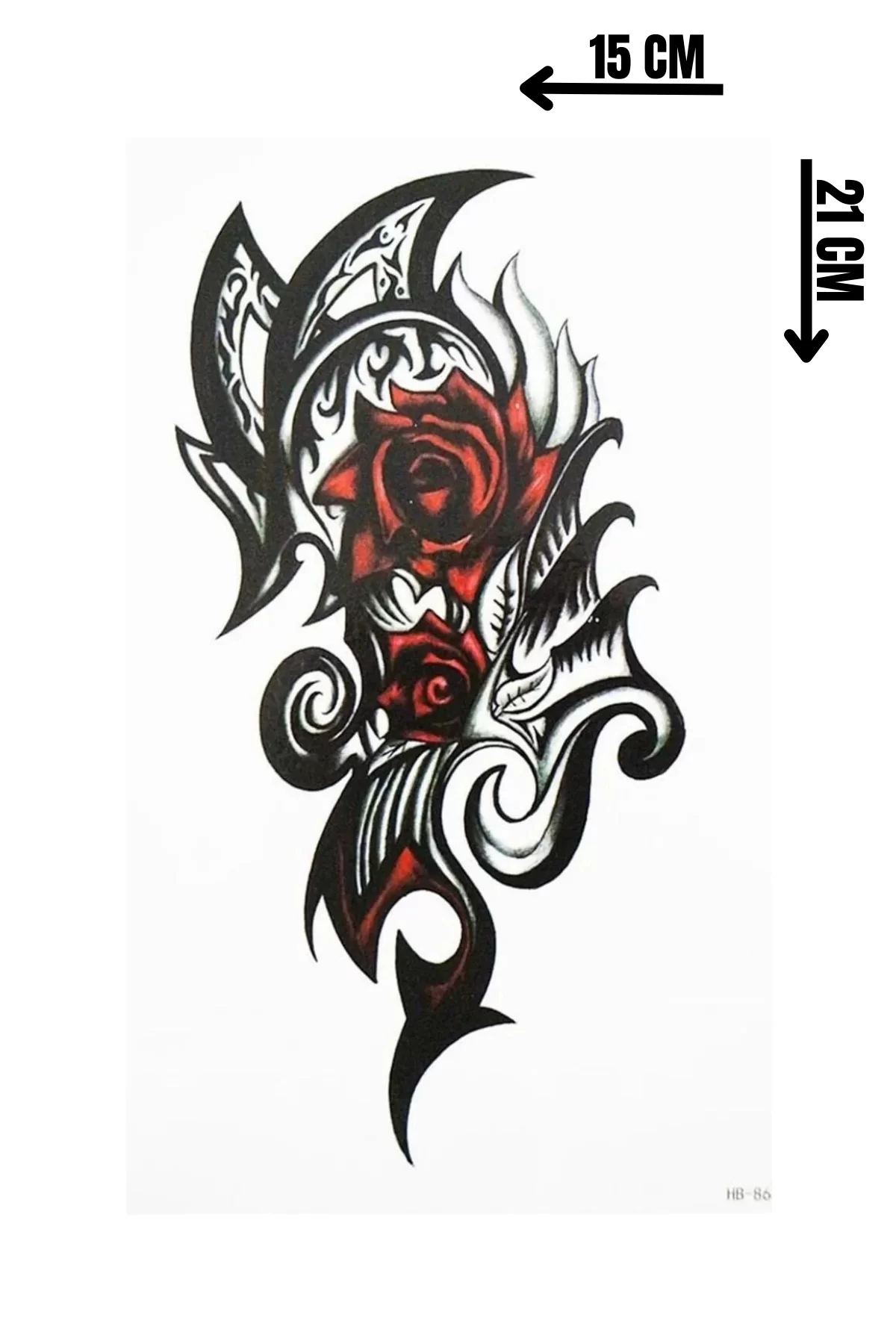 Geçici Büyük Boy Tribal Gül Dövme Tattoo