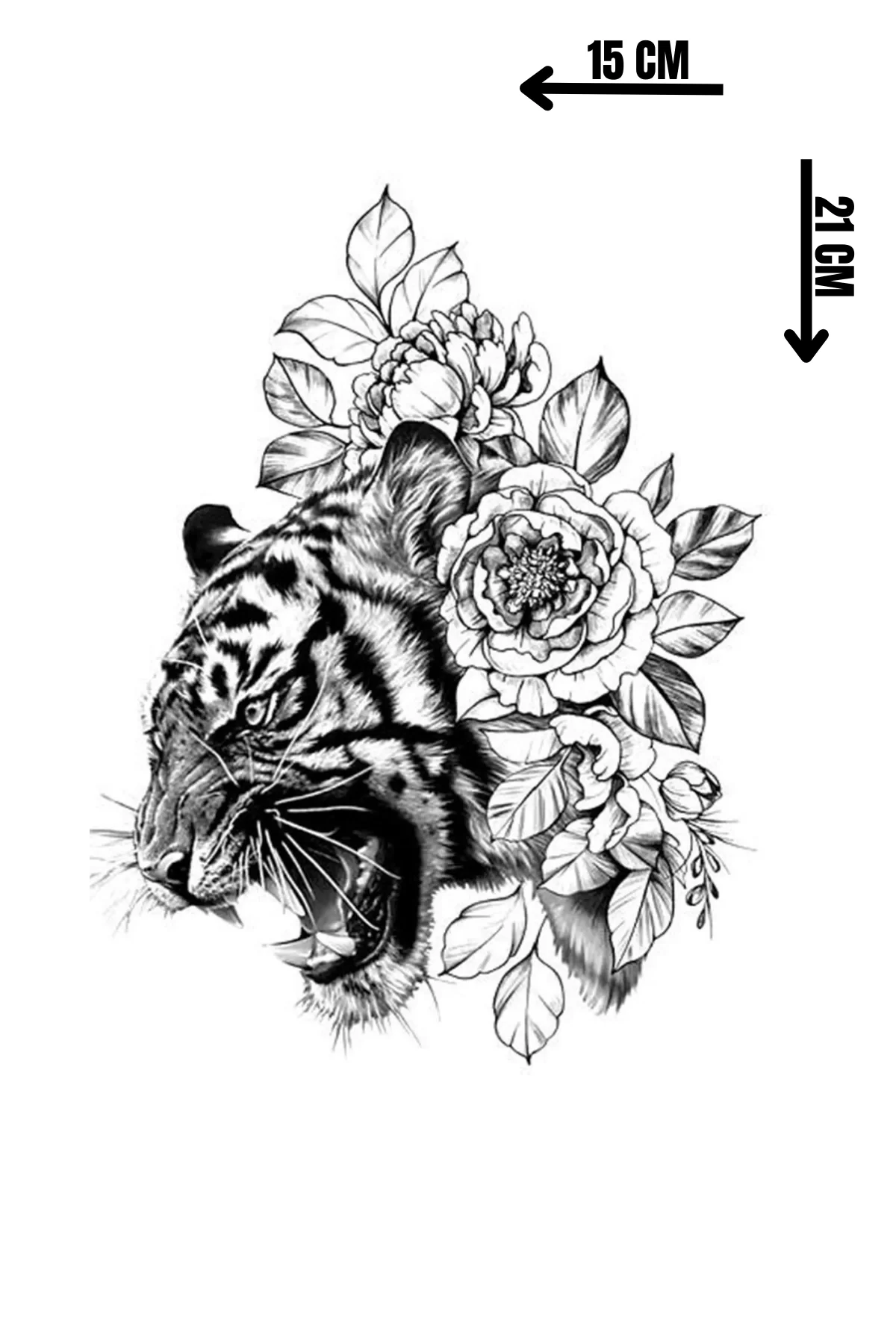 Geçici Çiçek Ve Aslan Figürlü Dövme Tattoo